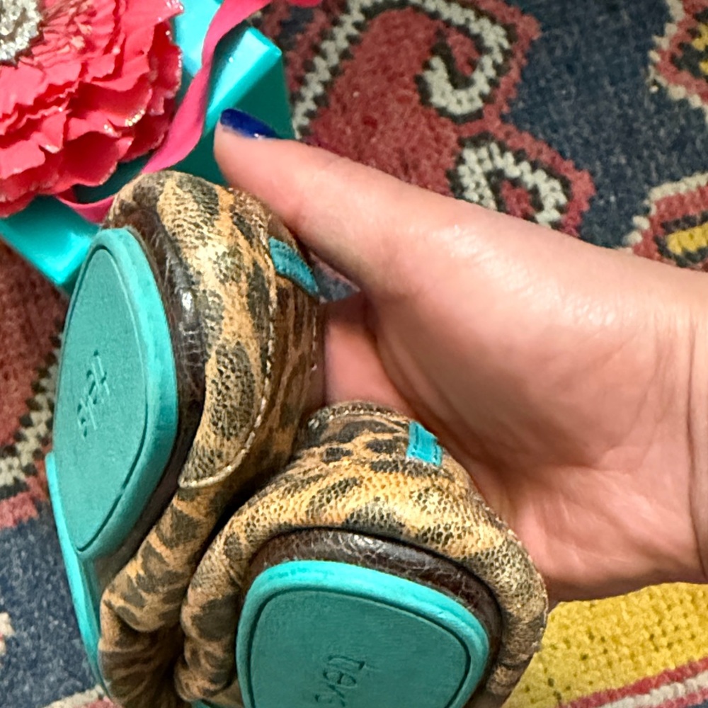 Tieks Leopard Print Flats with Blue Detail - Picture 4 of 8